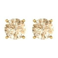 thumbnail image 3 of 3 ct Push-Back Stud Earrings for Women | 7.5mm Round Cut Natural Morganite | 18K Yellow Gold, 3 of 5