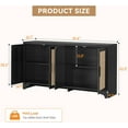 thumbnail image 2 of 4-Door Sideboard Buffet Cabinet, Natural Rattan Storage Cabinet, Boho Entryway Console Table, Coffee Bar Station for Dinning Room, Living Room, Kitchen, Black, 2 of 6
