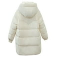 thumbnail image 6 of Jinhomg Womens Fluffy Winter Coat Oversized Comfy Long Length Stand Collar Puffer Jacket Fall Winter Thermal Winterproof Double Closure Outerwear with Pockets White M, 6 of 8