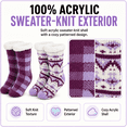 thumbnail image 3 of Girls Chenille Yarn Cabin Socks, 2 Pack, Soft Sole Sherpa Lined with Silicone Grippers, PURPLE, M/L, 3 of 8