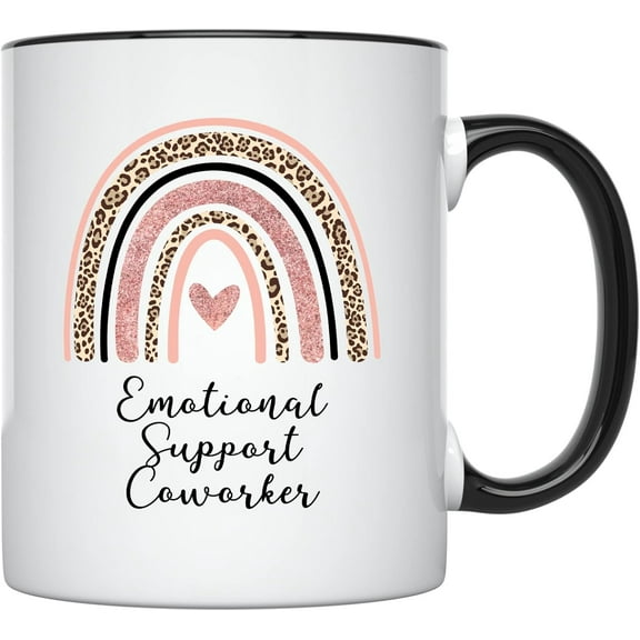 YouNique Designs Work Bestie Mug – Rainbow Coffee Mugs 11 oz, Best Friend Birthday Gifts for Women, Bff Gifts for Women, Friendship Gifts for Women Friends Coworkers Coffee Cup (Black Handle)