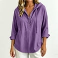 thumbnail image 2 of Axiiglly Shirts for Women, Long Sleeves Drawstring V Neck Casual Hoodies, Solid Color Lightweight Outdoor Tops, S-2XL, 2 of 5