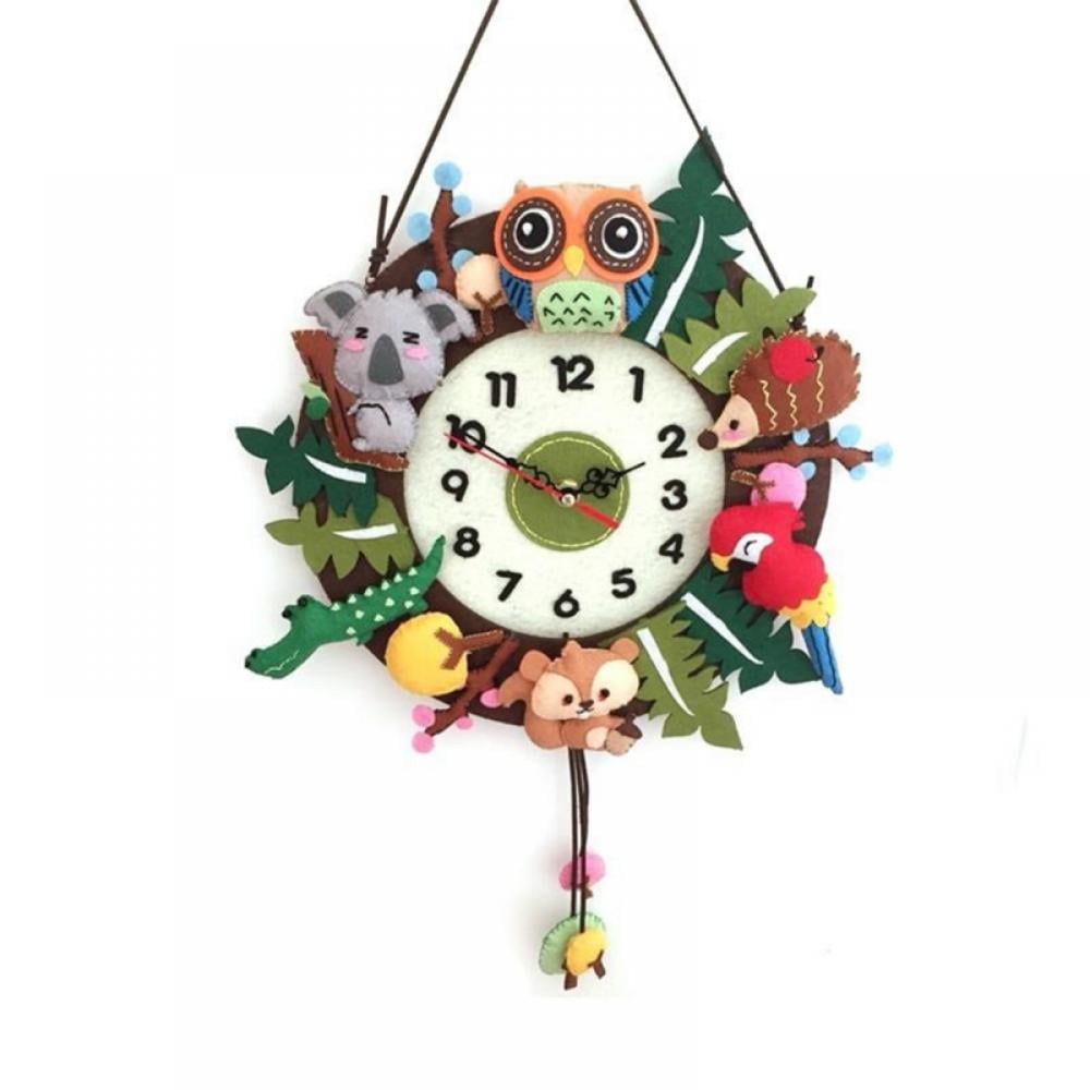 Wooden Handmade Wall Clock Cartoon Character Diwali Home Decor Christmas Gift 