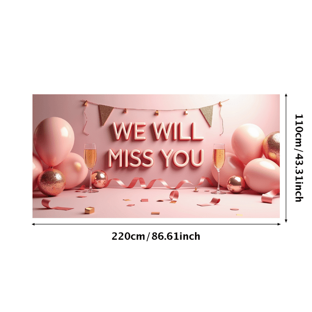 Pink Themed Glittery Triangle Banner with We Will Miss You Lettering, Party Background Backdrop Decorations, Farewell Party Retirement Party Leaving Party Decor Photo Booth Props