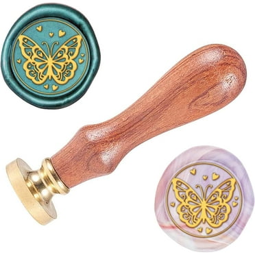 Wax Seal Stamp Butterfly Stamp 0.98'' Vintage Wax Stamp with Replacement Brass Head Wood Handle Sealing Wax for Wedding Invitation Envelope Decoration Bridal Shower