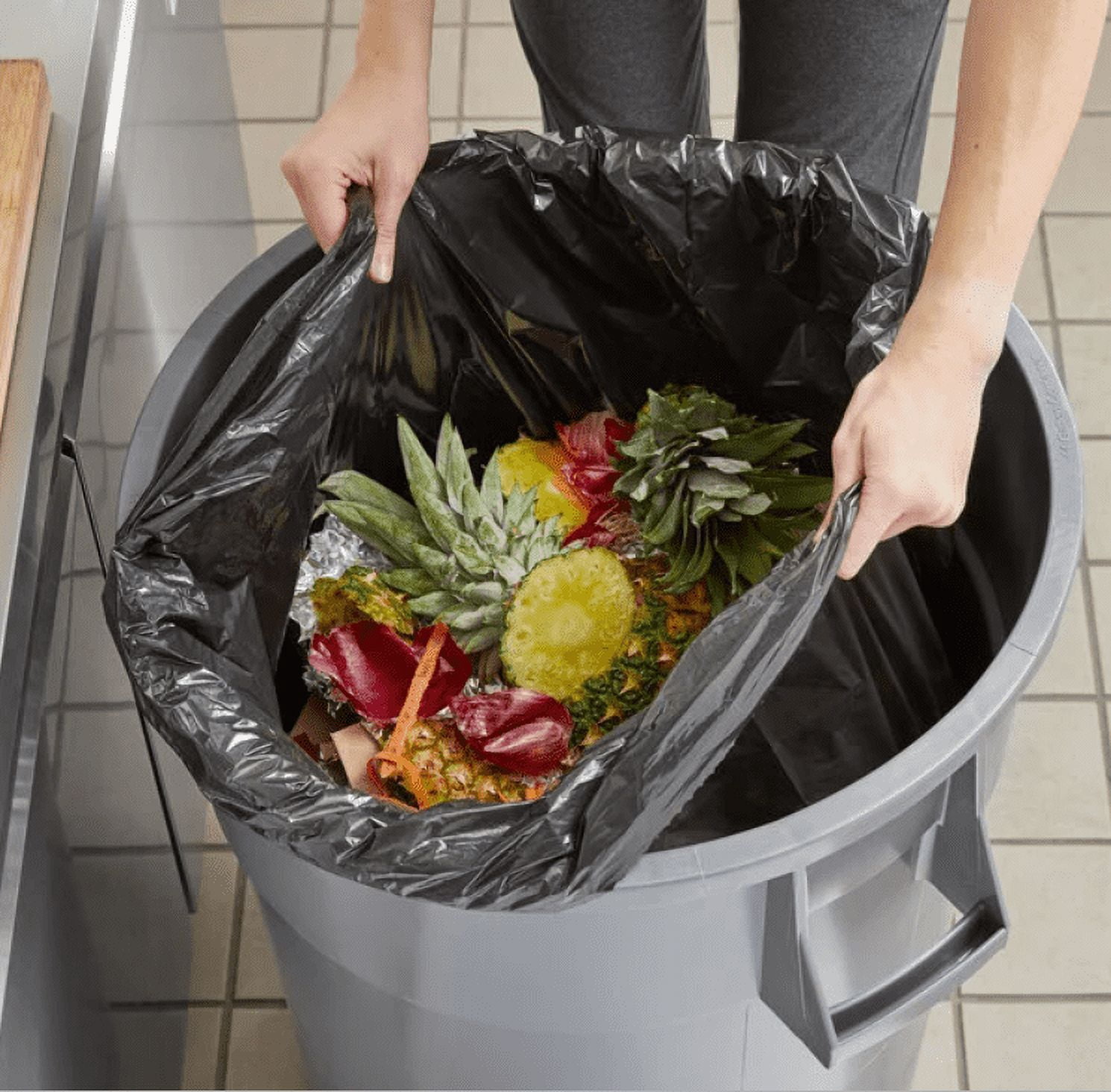 100 Count 55-60 Gallon Trash Bags, Sturdy & Tear-Resistant Commercial Can Liners 55 Gallon, Large Garbage Bags, Large Black Trash Bags for Commercial, Lawn and Leaf Bags