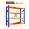 thumbnail image 2 of Welfiya 4-Tier Garage Storage Shelves,79"H Heavy Duty Garage Shelving Unit,Adjustable Industrial Metal Shelf System,4,500lbs Capacity,Tool Organizer for Garage,Workshop,60"W x 20"D x 79"H,Blue&Orange, 2 of 9