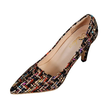 

GNEIKDEING High Heels Pointed Toe Plush Shoes Toe Pointed Women s Color Women s High Heels Gift on Clearance