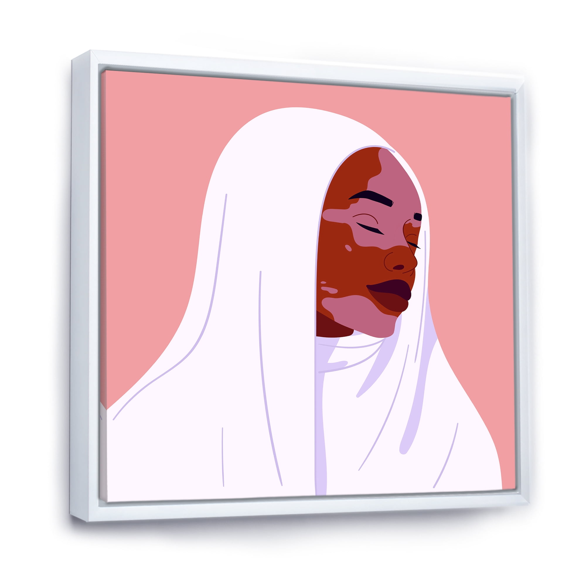 Designart 'Beautiful Abstract Smiling Afro African Woman With VItiligo' Moroccan Framed Canvas Wall Art Print