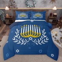 Feelyou Child Happy Hanukkah Bedding Comforter Set, Western David Star Twin Comforter Sets, Olive Branch Botanical Reversible Bedding Set, Ultra Soft Bedroom Decor, 2 Pieces