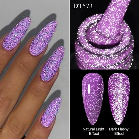 EIGTHTAILMEET ACROSS 7ml Pink Fluorescent Reflective Gel Nail Polish Glitter Neon Semi Permanent UV LED Gel Nail Art Varnish Manicure