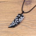 thumbnail image 4 of COAI Snowflake Obsidian Wolf Tooth Amulet Pendant Necklace, 4 of 5