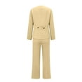 thumbnail image 4 of Breezora Women's Elegant Wide Leg Pants Suit Set 2 Piece Business Office Wear Plain Trousers with Blazer Formal Outfit XL Size Light Yellow, 4 of 5