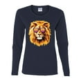 thumbnail image 2 of Lion With Sunglasses Animal Lover Womens Graphic Long Sleeve T-Shirt, Navy, 2XL, 2 of 3