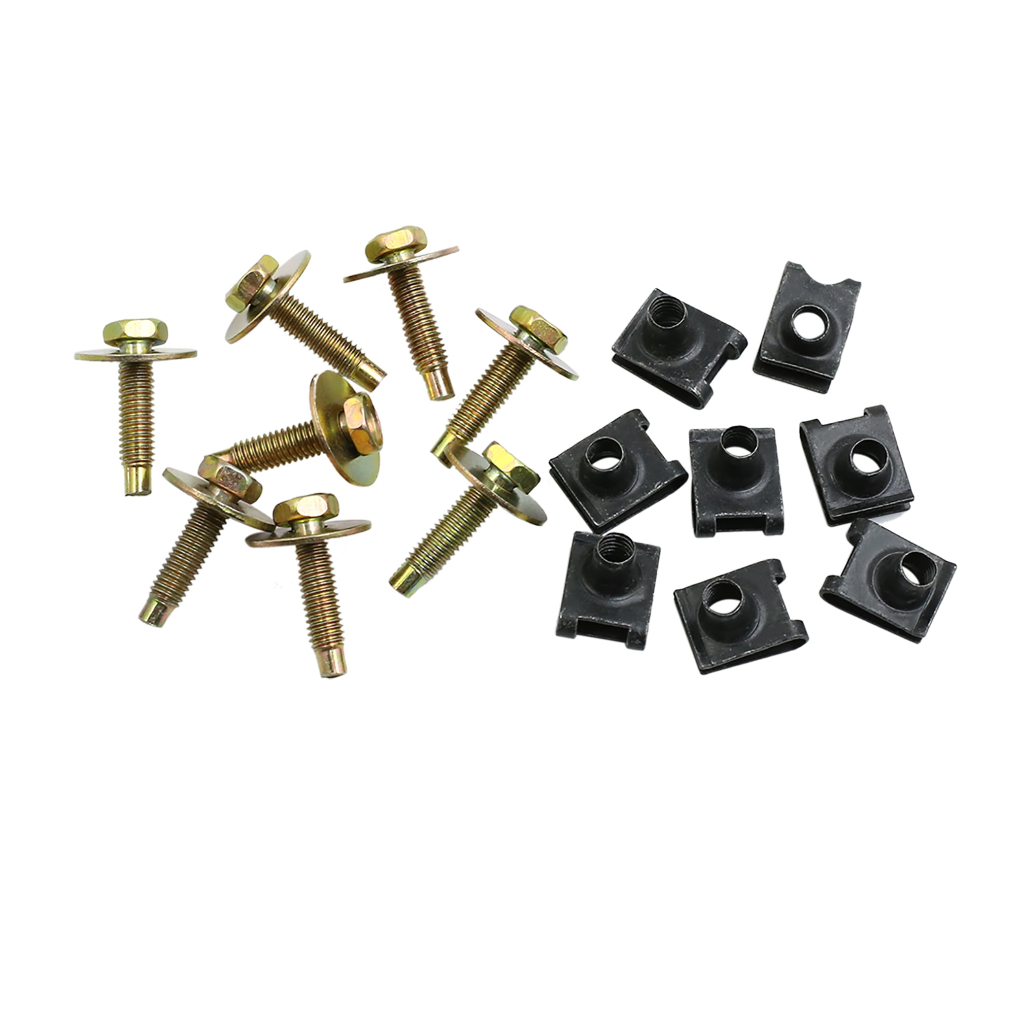 8pcs Metal Utype Clips with Screws Car Fender Door Trim Panel Nut