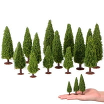 FRCOLOR 15Pcs Plastic Cedar Tree Miniatures for Model Railroad Scenery