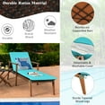 thumbnail image 6 of Costway 3PCS Patio Rattan Lounge Chair Folding Table Set Chaise Wood Cushioned Turquoise, 6 of 11