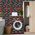 thumbnail image 4 of Peel and Stick Wallpaper Vintage Floral Orange Pink Flowers Dark Blue Wall Mural 17.7in x 9.8ft Self Adhesive Removable Wall Paper Renter Friendly Wallpaper for Nursery Bedroom Cabinets, 4 of 8