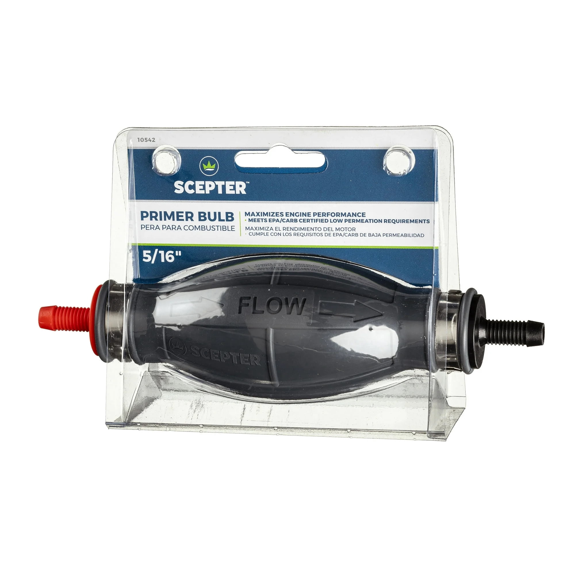 Scepter Marine Fuel Tank Primer Bulb, 5/16" Hose Barbs, 10542, Boat Accessories 4.5"H x 7.13"L x 1.88"W