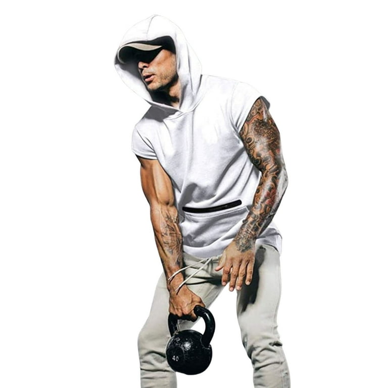 Mens short sleeve workout hoodie hotsell