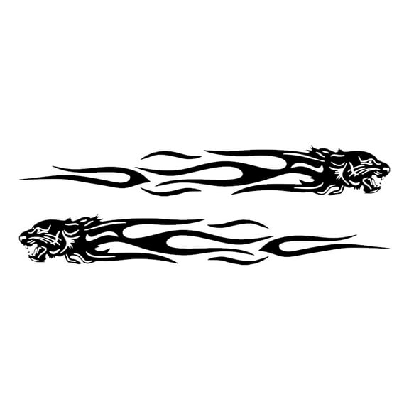 Yoetaun 2Pieces Automotive Decals 24cm Flame Car Decal Decorative Sticker Auto Body Decoration Styling Tools Black