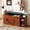 Walnut, variant on Laisnet Shoe Storage Bench with Cushion & Sliding Barn Doors for Entryway, Wood Shoe Organizer with Lift Top Storage, White