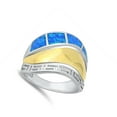 thumbnail image 4 of Blue Simulated Opal Cutout Greek Key Ring .925 Sterling Silver Band CZ Jewelry Female Size 6, 4 of 4