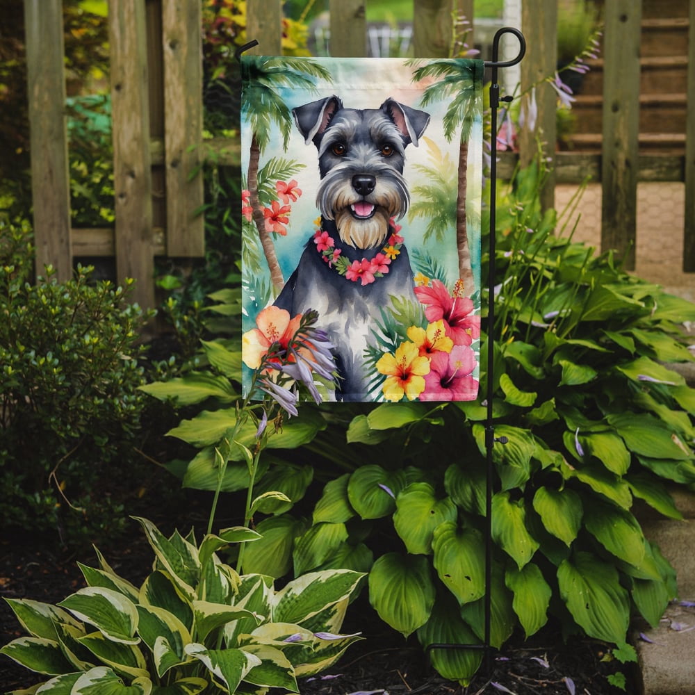 Schnauzer Luau Garden Flag 11.25 in x 15.5 in