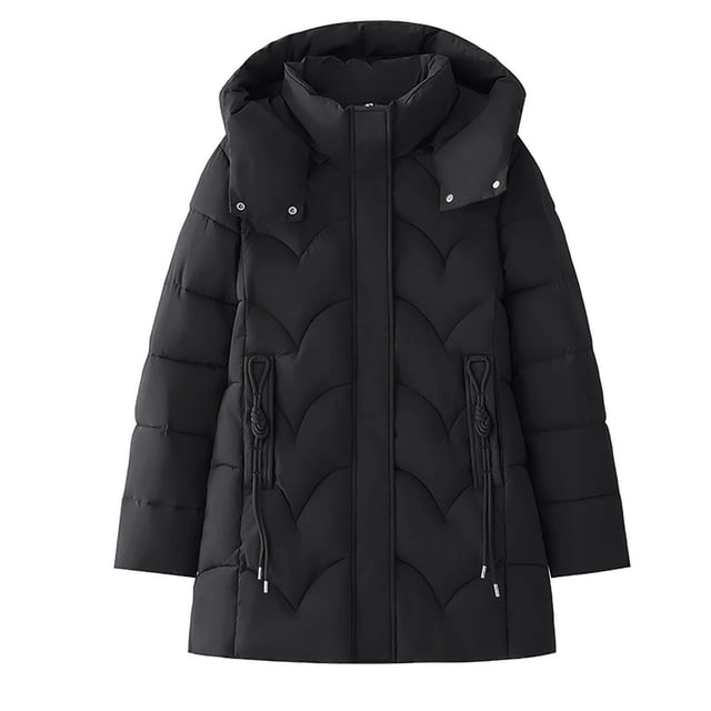 Économies d'Automne/hiver! srobpty Manteau Matelassé à Manches Longues pour Femmes, Veste à Capuche Décontractée Colorée à Manches Longues pour Dames Noir, G