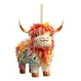 thumbnail image 1 of Christmas Cow Ornament Xmas Tree Cartoon Highland Cow Hanging Decorations 2D Flat Acrylic Pendant for Car Rearview Mirror Tree Decor, 1 of 8