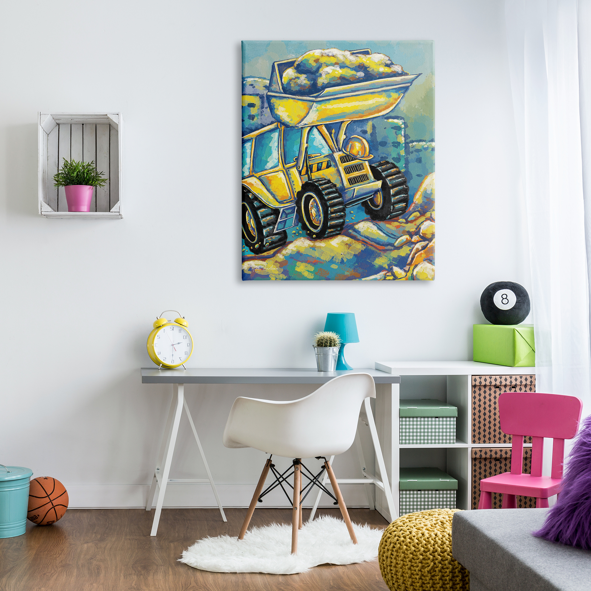 Stupell Industries Construction Vehicle Painting Transportation Painting Gallery Wrapped Canvas Print Wall Art, 36 x 48