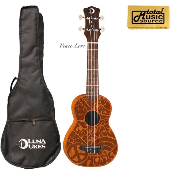 Luna Guitars Peace Love Ukulele W/Gigbag, PP & PC, UKE PCE PC