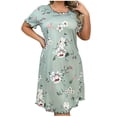 thumbnail image 2 of Sakmal Women Moomoo Nightgowns Short Sleeve Pajama Dress Floral Comfy Crew Neck Womens Nightgown 2XL, 2 of 5