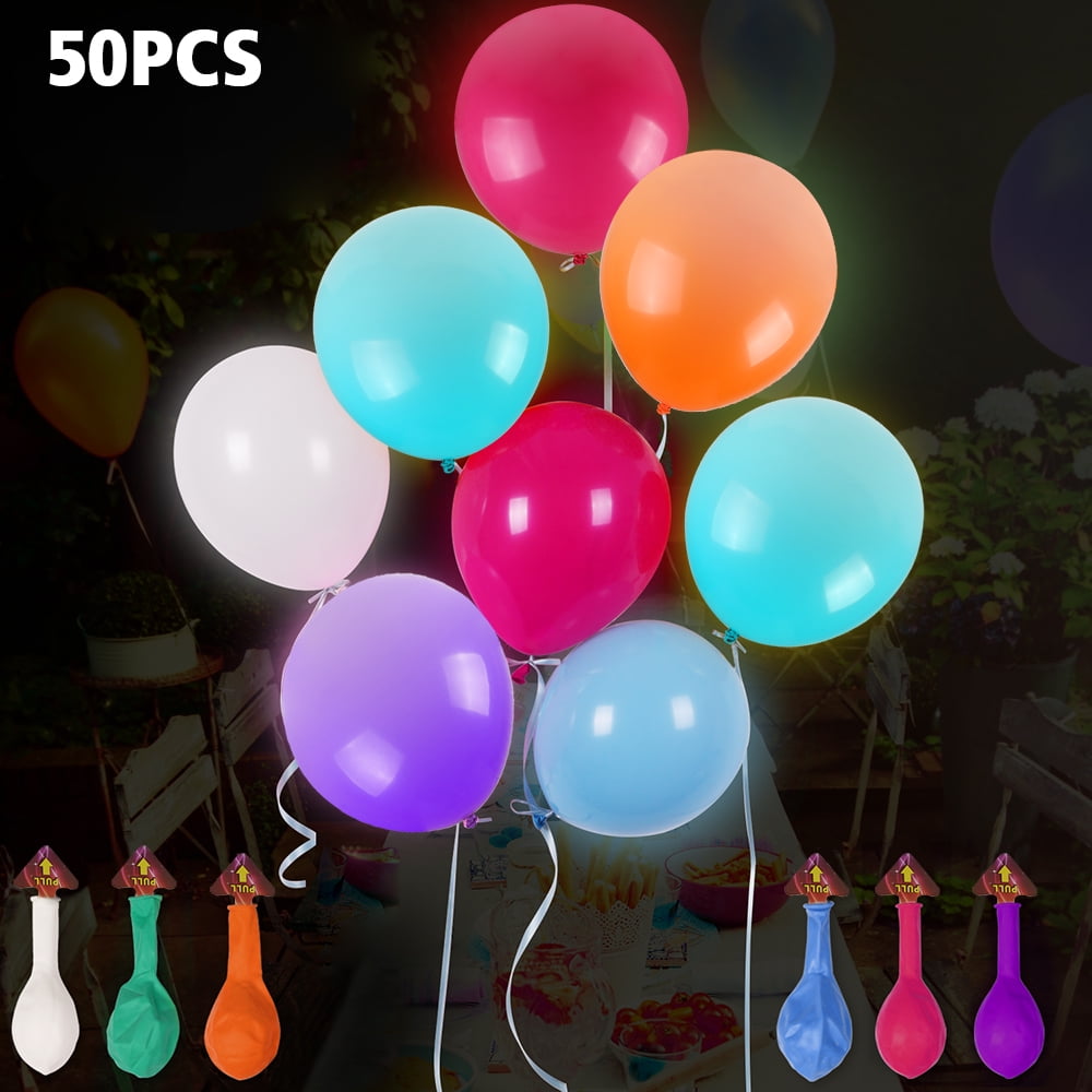 50 Pack Luminous LED Light Up Balloons Mixed Color for Parties Birthdays Wedding