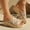 Beige, variant on Womens Sandals Slides Wedge Open Toe Thick Sole Lightweight Slip-Resistant Cozy Roman-Style Beach Sandal, Summer Casual Comfortable Walking Shoes for Vacation Daily Wear