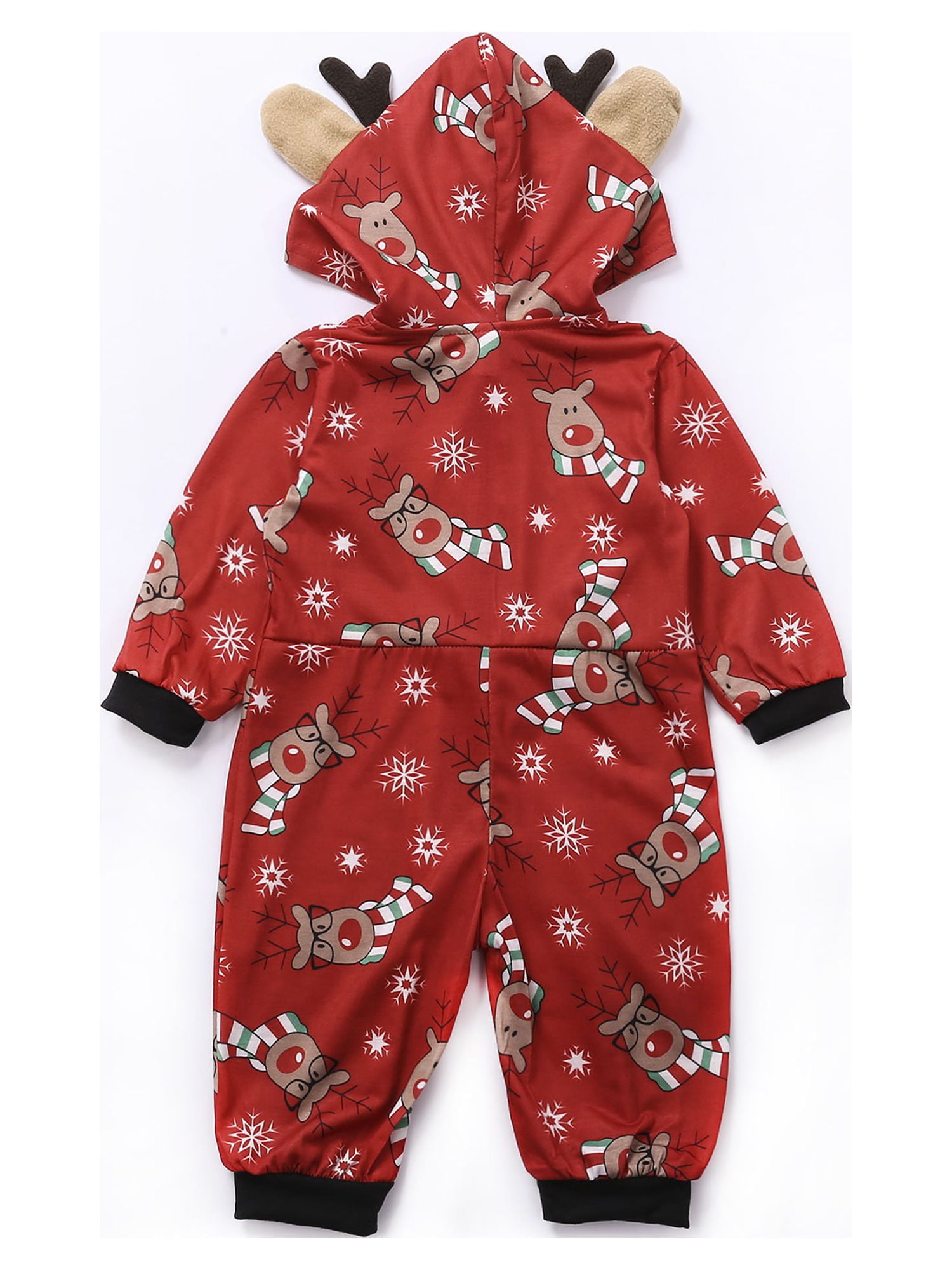 Sinhoon Christmas Family Matching Hoodie Pajamas Reindeer One Piece Jumpsuit Zipper Pjs for Adult Kids Baby