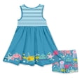 thumbnail image 2 of Millie Loves Lily Female Turquoise Ocean Cuties Border Dress & Matching Short Set size (2T-12), 2 of 3