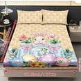 thumbnail image 2 of COEQINE Bed Sheets Set 3 Piece Full Size Bedding Sheet Set, Comfy Easy Care Non-Slip Bedsheet & Pillowcases for Full Size Bed for Women Men, Easter Bunny Egg Plaid, 2 of 5