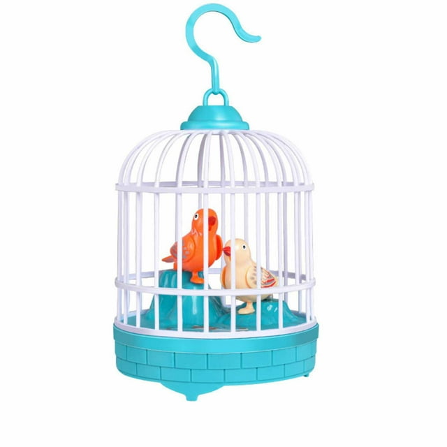 Blue Electronic Birdcage Toy Voice Controlled With Light Effects Sounds Educational Learning Gift