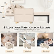 YODOLLA Sleeper Chair, 38 Extra-Wide 3-in-1 Convertible Pull-Out Single Sofa with Adjustable Backrest and Cup Holder, Beige(One PC)