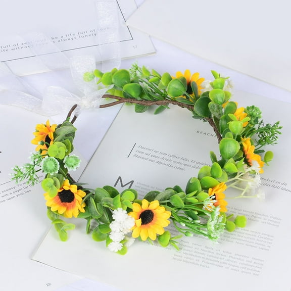 OUNONA  Artificial Garland Headdress Wed Sunflower Floral Headband Tiara Girl Baby