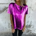 thumbnail image 2 of Posijego Women's Metallic Shiny Shirts Sparkly Short Sleeve T-Shirts Club Evening Party Tops Clubwear, 2 of 5