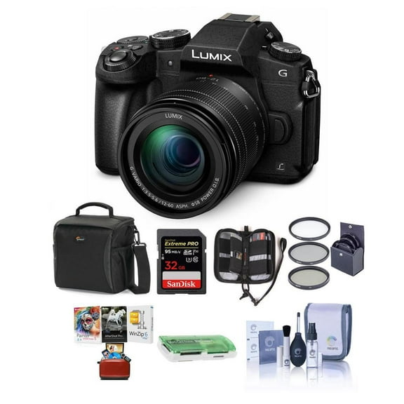 Panasonic Panasonic Lumix DMC-G85 Mirrorless Camera with 12-60mm F/3.5-5.6 Lumix G Vario Power OIS Lens Black - Bundle with Cam Bag, 32GB SDHC U3 Card, Cleaning Kit, 58mm Filter Kit, MAC Software