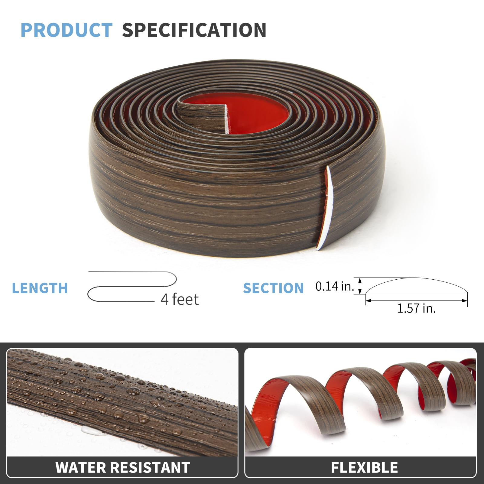 10 FT Self Adhesive Vinyl Floor Transition Strip