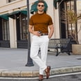 thumbnail image 5 of LTTVQM Men's Mock Neck Tops Short Sleeve Comfort Soft Lightweight Casual Solid Basic Slim Fit T-Shirts Pullover Tops Khaki L, 5 of 7
