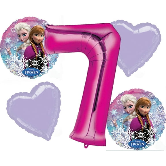 Frozen Balloon Bouquet 7th Birthday 5 pcs - Party Supplies