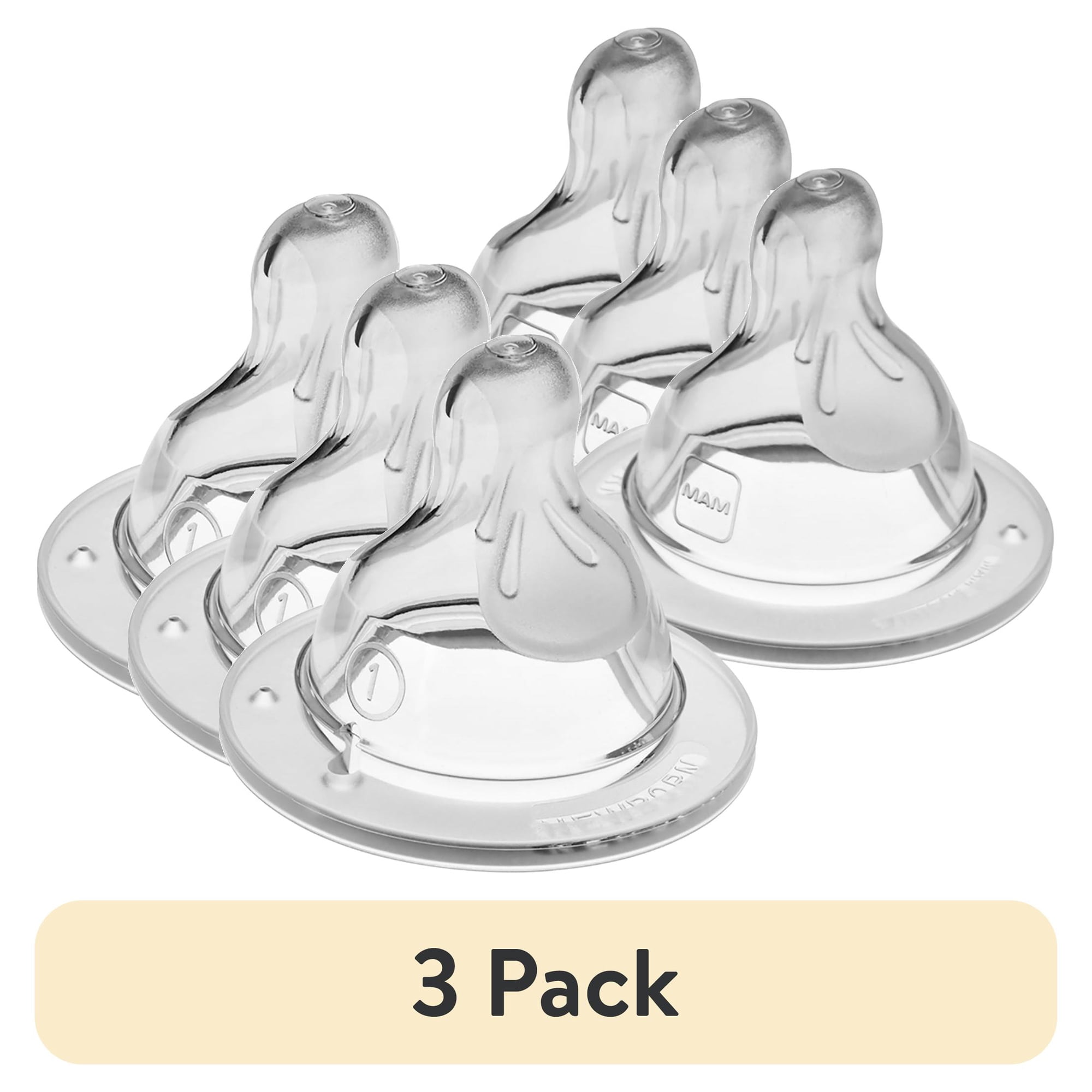(3 pack) MAM Size 2 Medium Flow Bottle Nipple, 2+ Months, 2 Pack