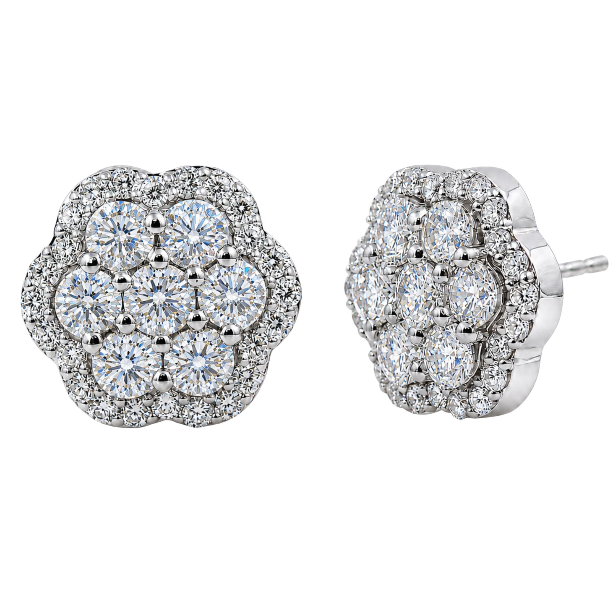 Diamonair Lab-Grown Diamond Stud Earrings for Women | Sterling Silver | Round Cut | Prong Set, Push Back | F Color, VS+ | 3.00 Total Carat Weight | Anniversary, Wedding, Birthday Gift