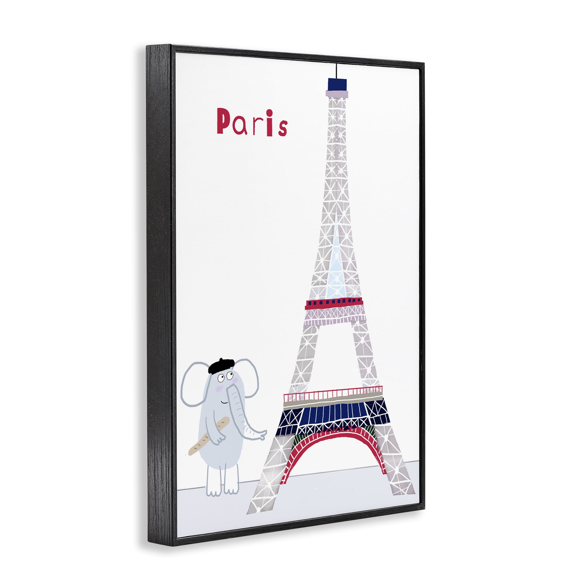 Elephant & Eiffel Tower Black Framed Giclee Art, design by Carla Daly