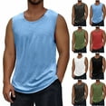 thumbnail image 2 of BiZtdJrK Men's Tank Tops Cotton Moisture Wicking Sleeveless Shirt Solid Casual Gym Workout Muscle Tee Shirts, Black, XL,, 2 of 8